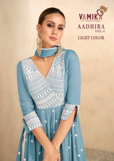 Aadhira Vol 4 Light Colour By Vamika Designer Nayra Style Readymade Salwar Kameez Collection